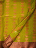 Green Art Silk Saree with Leaf Design on the Body with Contrast Designed Border - Diadem