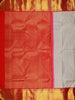 White Pure Kanchipuram Silk Saree with Vines Floral Design on the Body with Korvai Border - Diadem