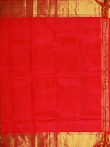 White Pure Kanchipuram Silk Saree with Vines Floral Design on the Body with Korvai Border - Diadem