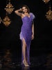 Purple Net Gown with Sequins & Glitters - Diadem