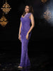 Purple Net Gown with Sequins & Glitters - Diadem