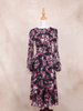 Black Cotton Frock Top with Flower Prints - Diadem