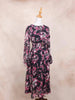 Black Cotton Frock Top with Flower Prints - Diadem