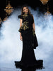 Black Crepe Gown with Sequins & Pearls - Diadem