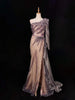 Purple 3D Flowers and Sequins Designed Gown - Diadem
