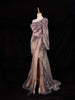 Purple 3D Flowers and Sequins Designed Gown - Diadem