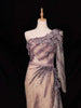 Purple 3D Flowers and Sequins Designed Gown - Diadem