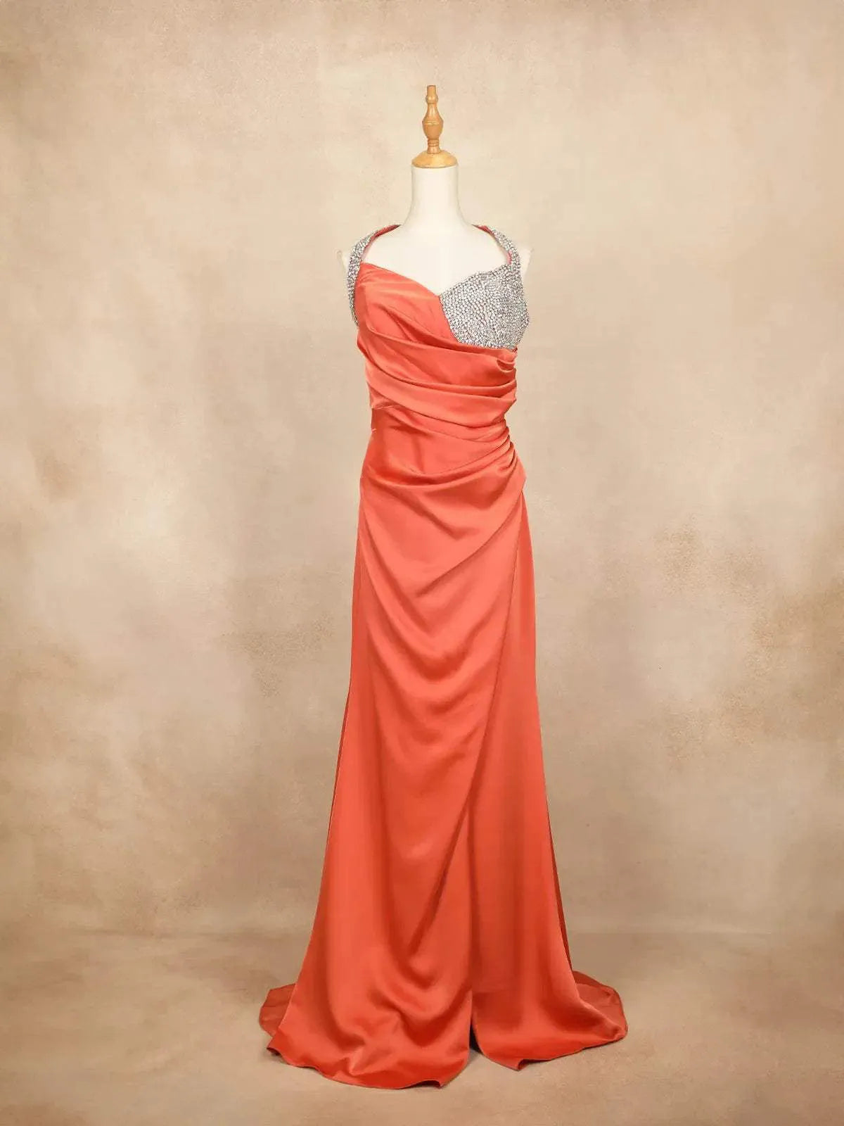 Orange Partywear with Stone Work and Deep V-Neck Gown - Diadem