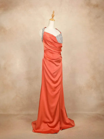 Orange Partywear with Stone Work and Deep V-Neck Gown - Diadem