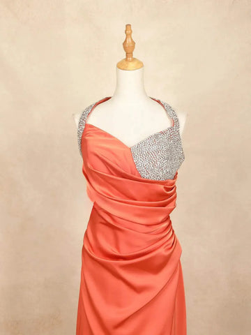 Orange Partywear with Stone Work and Deep V-Neck Gown - Diadem