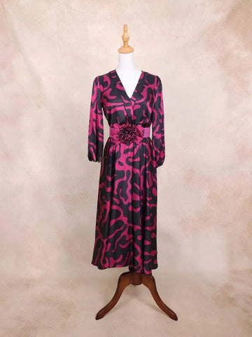 Black Kurti Top Adorned with Pink Fancy Prints - Diadem