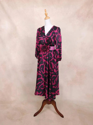 Black Kurti Top Adorned with Pink Fancy Prints - Diadem