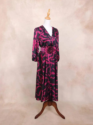 Black Kurti Top Adorned with Pink Fancy Prints - Diadem