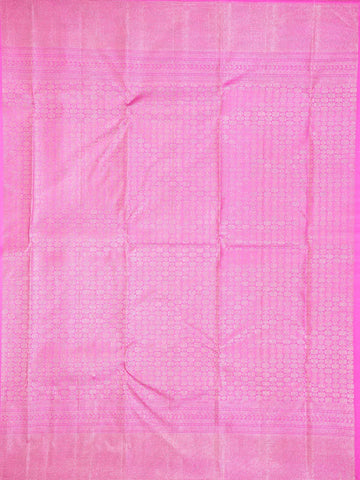 Pink Pure Kanchipuram Silk Saree With Floral Patterns On the Body, With Designed Border - Diadem