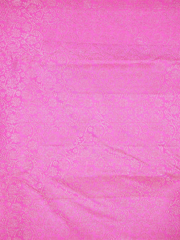 Pink Pure Kanchipuram Silk Saree With Floral Patterns On the Body, With Designed Border - Diadem
