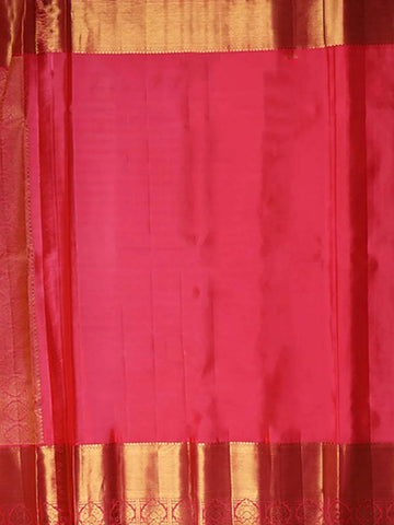 White Pure Kanchipuram Bridal Silk Saree with Floral Motifs on the Body with Korvai Border - Diadem