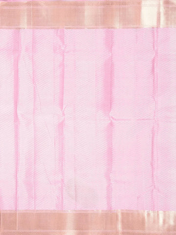 Cream Pure Kanchipuram Silk Saree With Floral Patterns On the Body, With Designed Contrast Border - Diadem