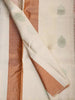 White Pure Kanchipuram Bridal Silk Saree with Floral Design without Border - Diadem