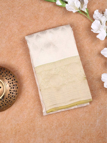Sandal Pure Kanchipuram Bridal Silk Saree with Floral Motif on the Body with Zari Border - Diadem