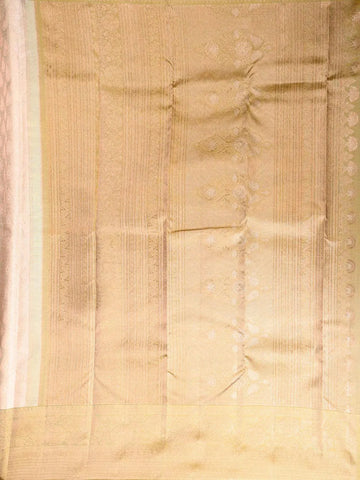 Sandal Pure Kanchipuram Bridal Silk Saree with Floral Motif on the Body with Zari Border - Diadem