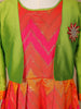 Pink and Orange Silk Pattu Pavadai Set Adorned with Zariwork paired with Contrast Overcoat - Diadem