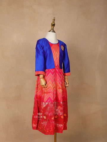 Pink Silk Pattu Pavadai Adorned with Zariwork Paired with Overcoat - Diadem