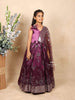 Purple Satin with Netted Gown with Sequence with Embroidery - Diadem