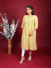 Mustard Yellow Cotton Kurti with Design Prints - Diadem