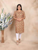 Brown Cotton Kurti Top Adorned with Floral Prints - Diadem