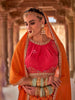 Orange Silk Banarasi Lehenga Adorned with Prints and Embroidery Paired with Dupatta - Diadem
