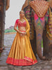 Olive Green Silk Lehenga Adorned with Prints and Embroidery, Paired with Dupatta - Diadem
