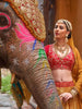 Olive Green Silk Lehenga Adorned with Prints and Embroidery, Paired with Dupatta - Diadem