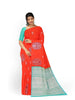 Red Pure Kanchipuram Bridal Silk Saree with Floral Motif on the body Without Border - Diadem