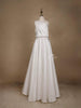 White Satin Asymmetric Gown Embellished with Stonework - Diadem