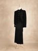 Black Coat Suit Embellished with Embroided Floral Design with Unstitched Pant Material - Diadem