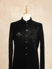 Black Coat Suit Embellished with Embroided Floral Design with Unstitched Pant Material - Diadem