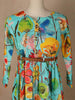 Aqua Blue Cotton Maxi Dress for Girls Adorned with Floral Prints and Waist Belt - Diadem