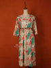 Ivory Cotton Maxi Dress for Girls Adorned with Floral Prints and Waist Belt - Diadem