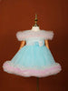 Light Blue Net Ruffle Frock Embellished with Glitters - Diadem