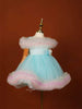 Light Blue Net Ruffle Frock Embellished with Glitters - Diadem