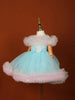 Light Blue Net Ruffle Frock Embellished with Glitters - Diadem