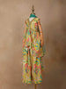 Yellow Georgette Palazzo Salwar Suit for Women with Floral Prints and Embroidery, paired with Dupatta - Diadem