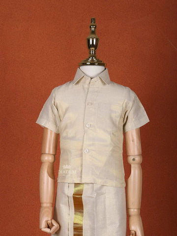 Ivory Silk Single Layer Dhoti with Matching Half Sleeve Shirt - Diadem
