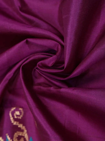 Violet Soft Silk Saree with Plain Body Design with Flower Designed Contrast Border - Diadem