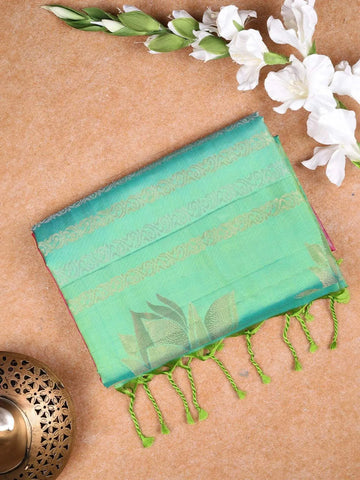 Rose Pink Soft Silk Saree with Flower and leaf Design on the Body with Contrast Border - Diadem