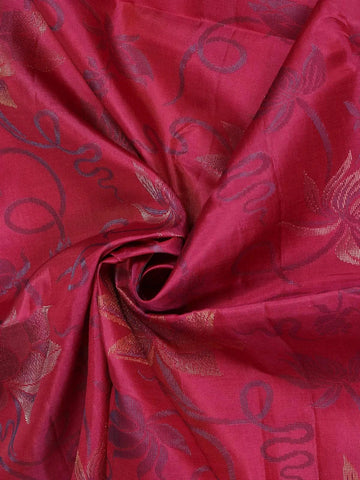 Rose Pink Soft Silk Saree with Flower and leaf Design on the Body with Contrast Border - Diadem