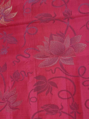 Rose Pink Soft Silk Saree with Flower and leaf Design on the Body with Contrast Border - Diadem