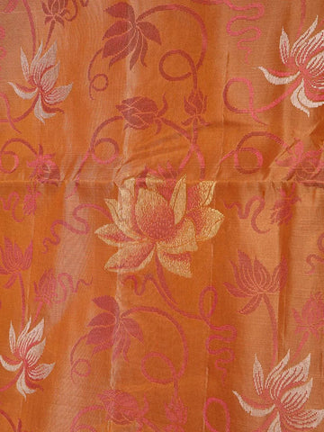 Brown Soft Silk Saree with Floral and Leaf Design on the Body and without Border - Diadem