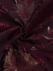 Burgundy Soft Silk Saree with Flower and Plant Design on the Body with Contrast Border - Diadem