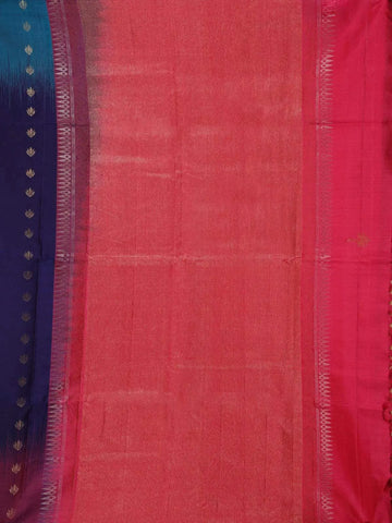 Dark Blue Soft Silk Saree with Flower and Leaf Design On the Body and without Border - Diadem